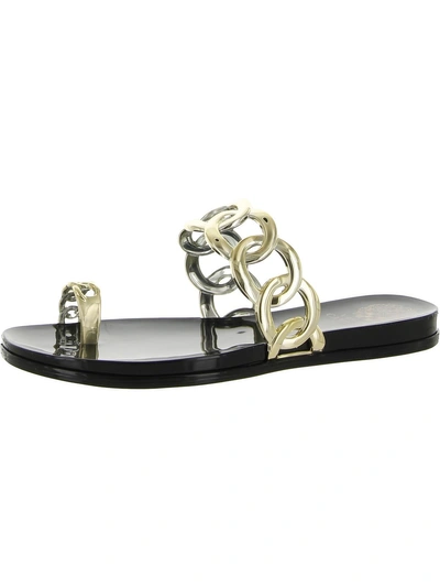 Vince Camuto Emagenta Womens Chain Toe Loop Jelly Sandals In Black