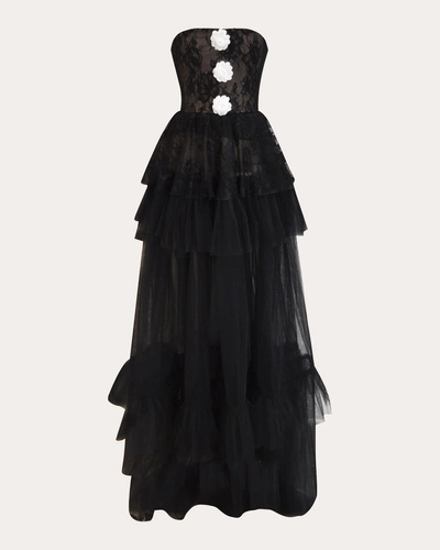 Rayane Bacha Women's Bianca Lace Ruffle Dress In Black