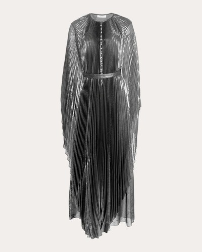 Semsem Women's Crystal Plissé Lamé Gown In Silver