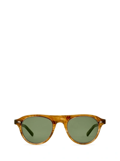 Mr. Leight Sunglasses In Marbled Rye-antique Gold/green