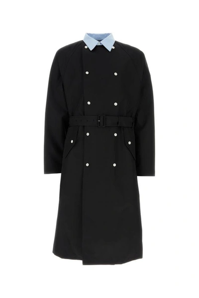 Prada Man Black Cotton Trench Coat