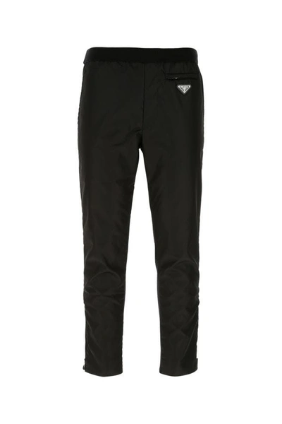 Prada Man Black Nylon And Wool Pant