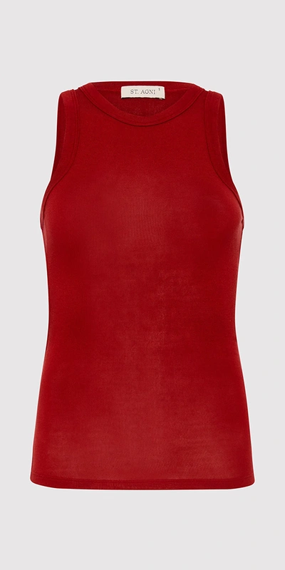 St Agni Jersey Tank Rouge In Red