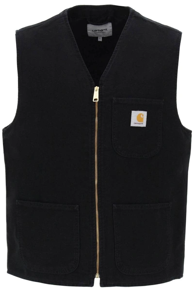 Carhartt Wip Arbor Cotton Canvas Vest In Black