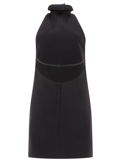 Dolce & Gabbana Short Woolen Dress With Rear Neckline In Black