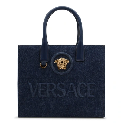 Versace Bags In Navy Blue/gold