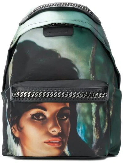 Stella Mccartney Printed Nylon Backpack In Green