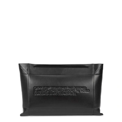 Calvin Klein 205w39nyc Oversized Quilted Leather Clutch In Black