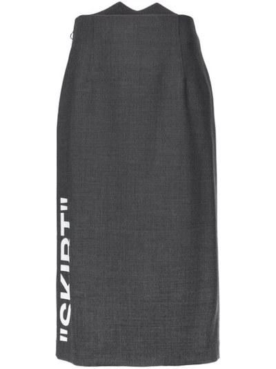 Off-white High-rise Wool-blend Pencil Skirt In Grey