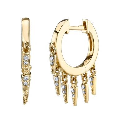 Sydney Evan 14ct Yellow Gold And Diamond Fringe Huggie Hoop Earrings