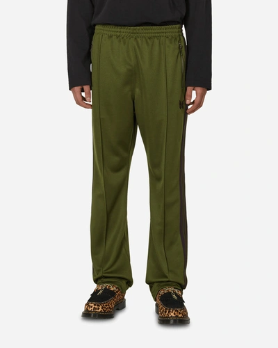 Needles Poly Smooth Narrow Track Pants Olive In Green