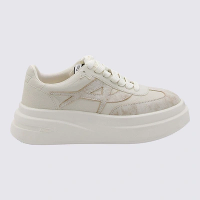 Ash White And Beige Leather Sneakers In Beige/white