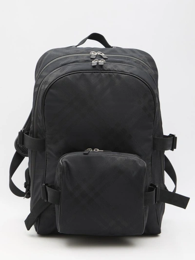 Burberry Jacquard Check Backpack In Black