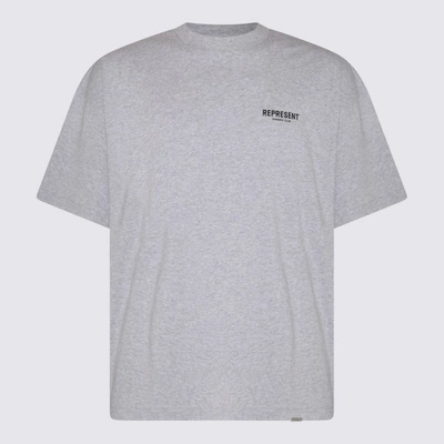 Represent Grey And Black Cotton T-shirt In Ash Grey/black
