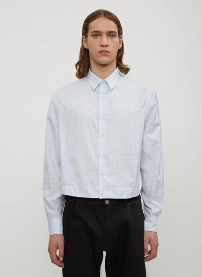 Raf Simons Checked Two Pleat Cropped Shirt In Blue | ModeSens