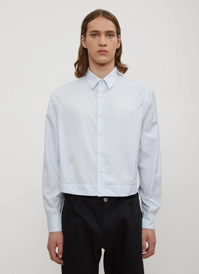 Raf Simons Checked Two Pleat Cropped Shirt In Blue ModeSens