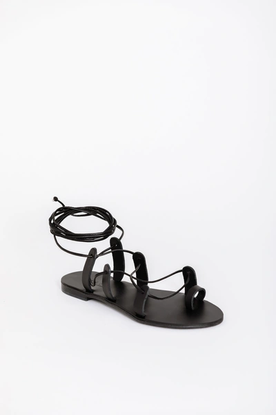 Kayu Athena Vegetable Tanned Leather Sandal In Black