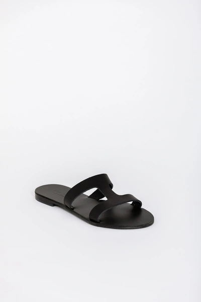 Kayu Santorini Vegetable Tanned Leather Sandal In Black