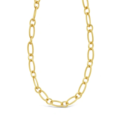 Sterling Forever Textured Oval Link Necklace [gold]