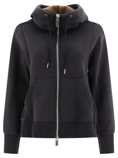 Sacai Hoodie With Ruffled Detail In Gray