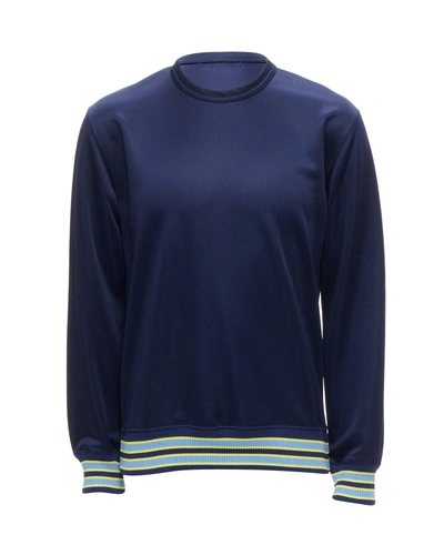 Comme Des Garçons Comme Des Garcons Homme Deux 2018 Yellow Rib Navy Football Jersey Sweatshirt In Blue