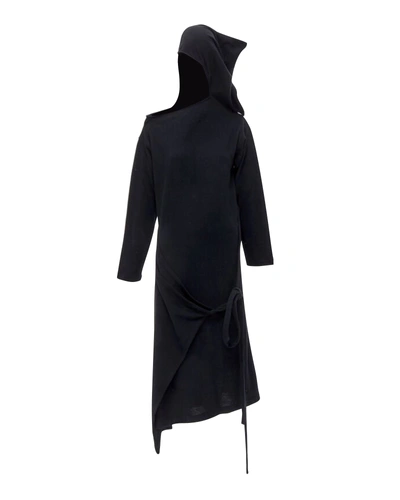 Comme Des Garçons Rare Comme Des Garcons 1980's Vintage Black Asymmetric Neckline Hooded Dress