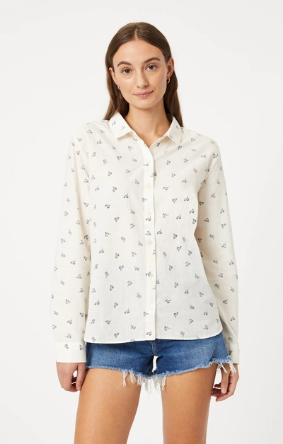 Mavi Button-down Long Sleeve Shirt In Simple Flower Print In Beige