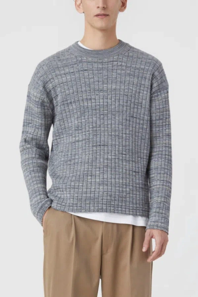 Closed Crew Neck Ribbed Jumper In Ash Grey In Multi