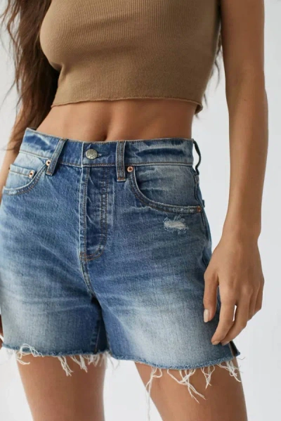 Daze Bottom Line High Rise Shorts In Blue In Perfection