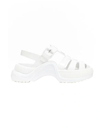 Pre-owned Louis Vuitton 2022 Archlight White Patent Leather Chunky Sole Fisherman Sandals