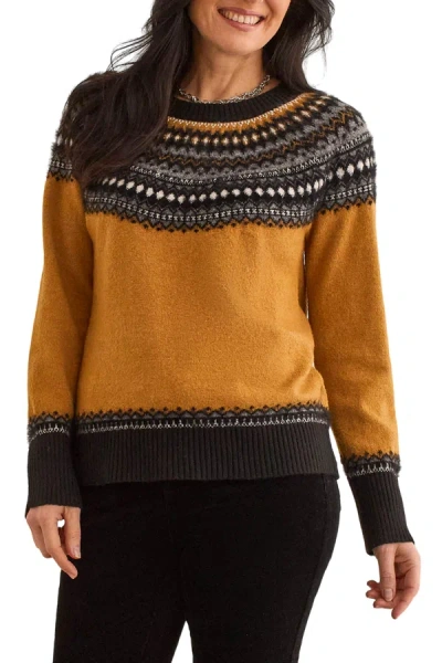 Tribal Crew Neck Jacquard Sweater In Marigold In Black