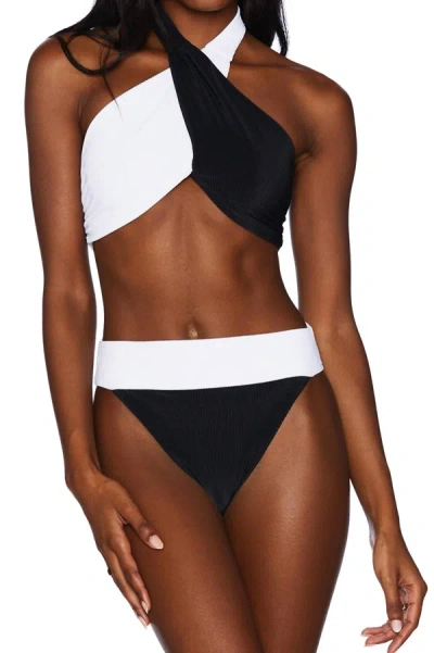 Beach Riot Cecilia Bikini Bottom In Black/white In Multi