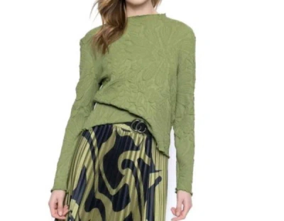 Picadilly Floral Embossed Top In Green