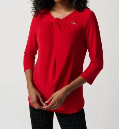 Joseph Ribkoff Twisty Fitted Top In Lipstick Red