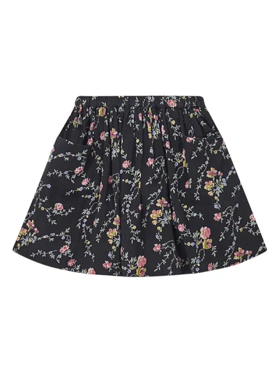 Bonton Romantic Print Gauze Skirt In Black