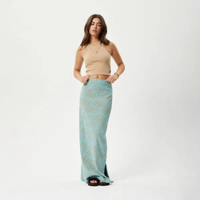 Afends Recycled Ribbed Maxi Skirt In Colour-blue