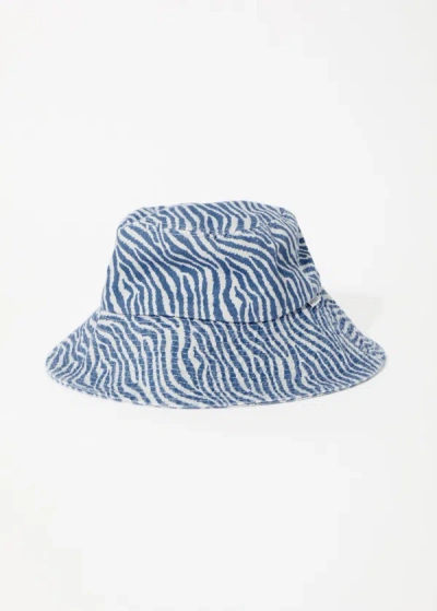 Afends Denim Wide Brim Bucket Hat In Colour-blue