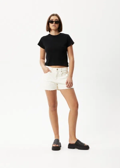 Afends Organic Denim Low Rise Shorts In White