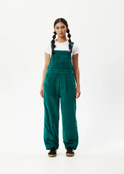 Afends Corduroy Baggy Overalls In Green