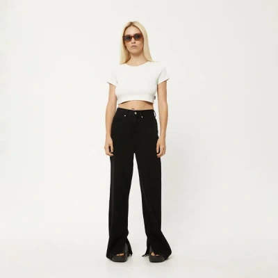Afends Hemp Ribbed Cropped T-shirt In White