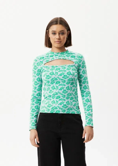 Afends Recycled Cut Out Long Sleeve Top In Colour-blue