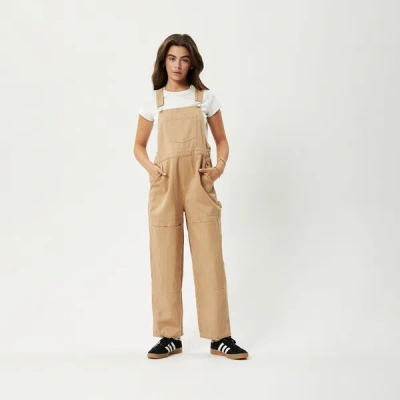 Afends Hemp Twill Baggy Overalls In Brown