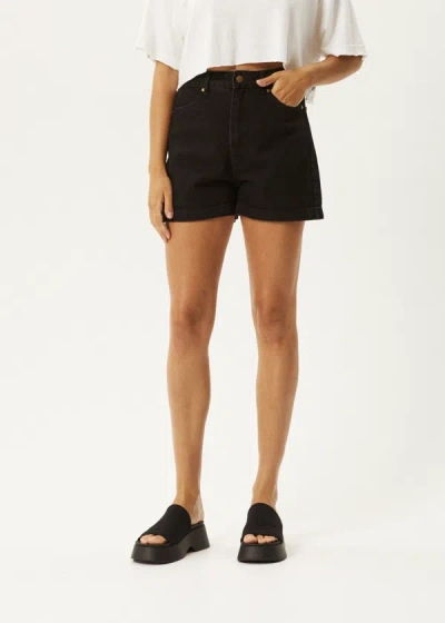 Afends Organic Denim High Waisted Shorts In Black