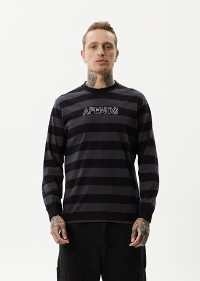 Afends Recycled Long Sleeve Striped T-shirt In Black