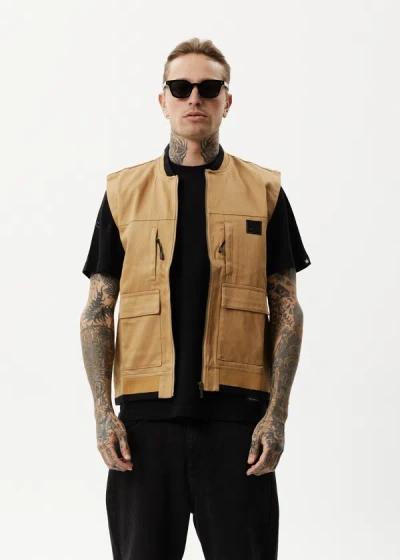 Afends Unisex Hemp Zip Up Vest In Brown