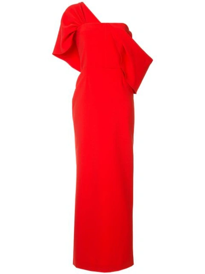 Osman Adalyn Off-the-shoulder Crepe Gown In Red