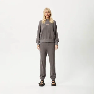 Afends Waffle Crew Neck Jumper In Gray