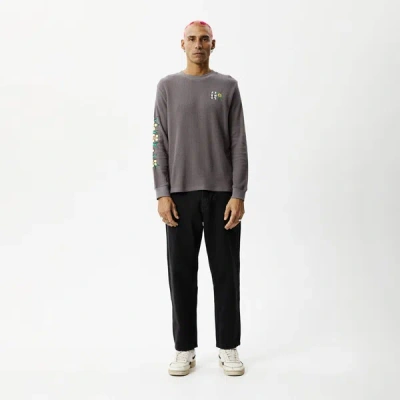 Afends Waffle Long Sleeve T-shirt In Gray