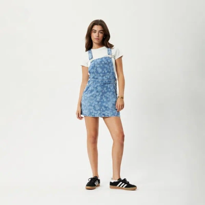 Afends Hemp Denim Overall Dress In Colour-blue