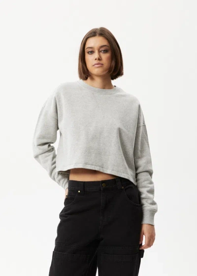 Afends Organic Cropped Crew Neck Jumper In Grey